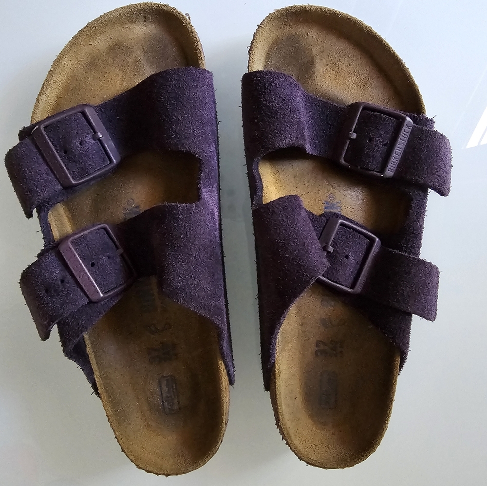 Birkenstock Arizona Wine (Purple) Suede Soft Bed Sandals